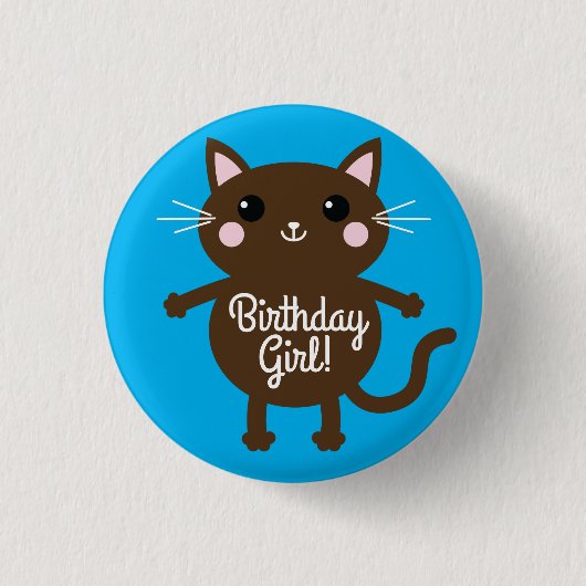 kat verjaardagsfeestje ronde button 3,2 cm (Voorkant)
