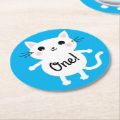 kat verjaardagsfeestje ronde kartonnen onderzetter (Gebogen)