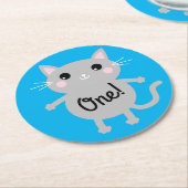 kat verjaardagsfeestje ronde kartonnen onderzetter (Gebogen)