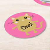 kat verjaardagsfeestje ronde kartonnen onderzetter (Gebogen)