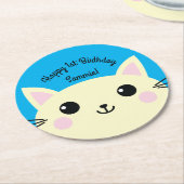 kat verjaardagsfeestje ronde kartonnen onderzetter (Gebogen)