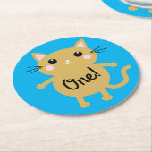 kat verjaardagsfeestje ronde kartonnen onderzetter (Gebogen)