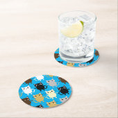 kat verjaardagsfeestje ronde kartonnen onderzetter (Insitu)