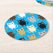 kat verjaardagsfeestje ronde kartonnen onderzetter (Gebogen)