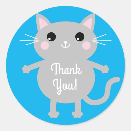 kat verjaardagsfeestje ronde sticker (Voorkant)