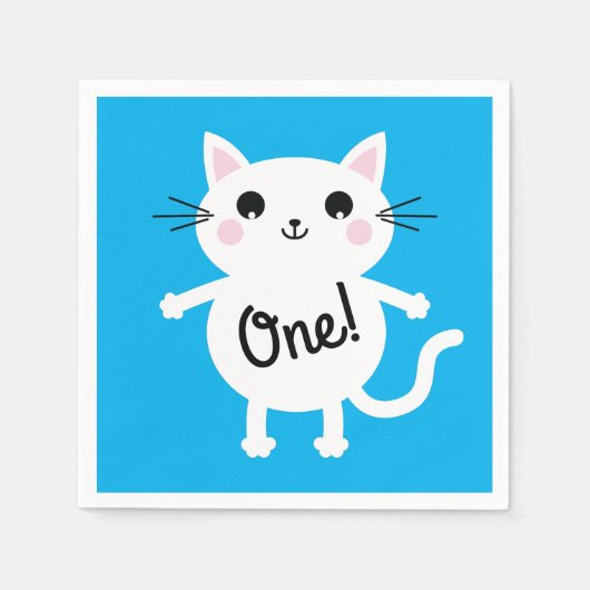 kat verjaardagsfeestje servet (Voorkant)