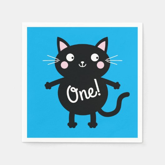 kat verjaardagsfeestje servet (Voorkant)