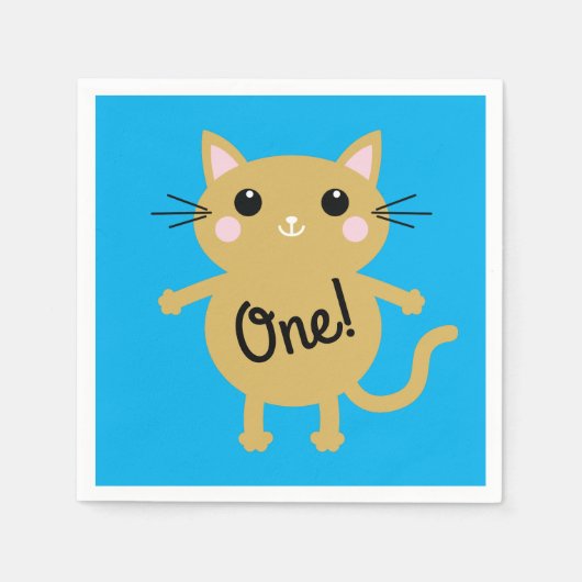 kat verjaardagsfeestje servet (Voorkant)
