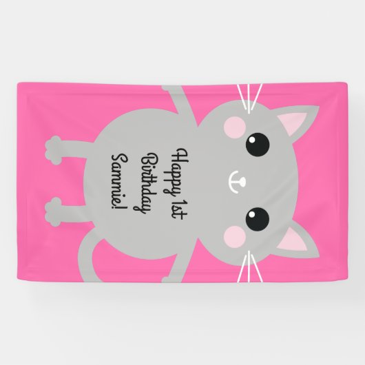 kat verjaardagsfeestje spandoek (Horizontaal)