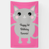 kat verjaardagsfeestje spandoek (Verticaal)