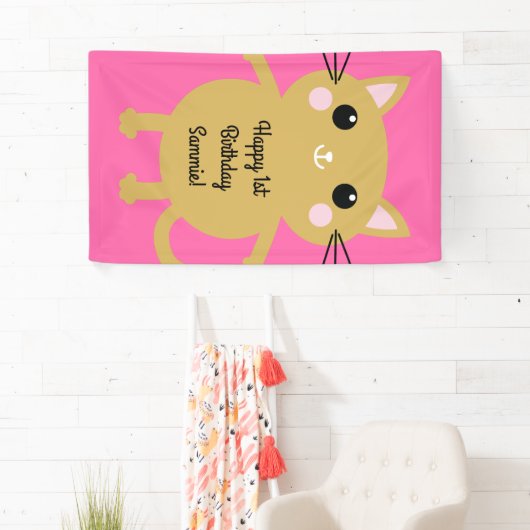 kat verjaardagsfeestje spandoek (Insitu)