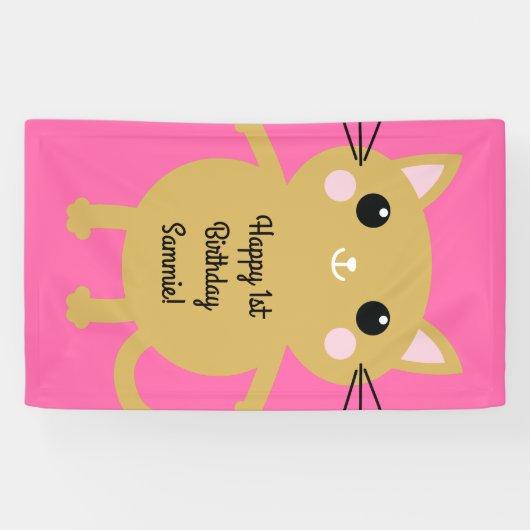 kat verjaardagsfeestje spandoek (Horizontaal)