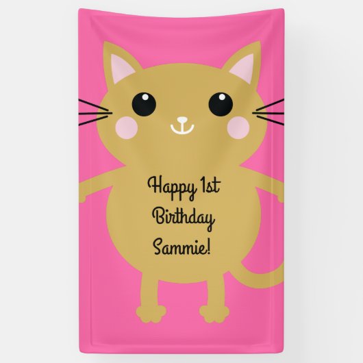 kat verjaardagsfeestje spandoek (Verticaal)
