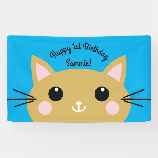 kat verjaardagsfeestje spandoek (Horizontaal)