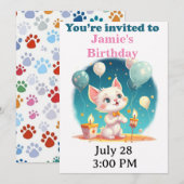 kat verjaardagsfeestuitnodiging kaart (Voorkant / Achterkant)