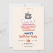 Kat verjaardagstaart kaart (Voorkant)