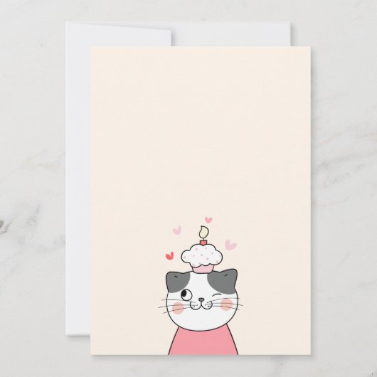 Kat verjaardagstaart kaart (Achterkant)