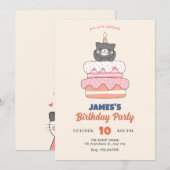 Kat verjaardagstaart kaart (Voorkant / Achterkant)