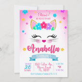 Kat verjaardagsuitnodiging, Kitten feest Kaart (Voorkant)