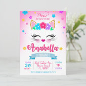 Kat verjaardagsuitnodiging, Kitten feest Kaart (Staand voorkant)