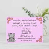 Kat verjaardagsuitnodiging voor meisjes kaart (Staand voorkant)