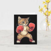 Kat verkleed als bokser Grappig Boksen Mannen Vrou Kaart (Gele Bloem)