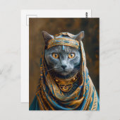 Kat verkleed als farao-koningin briefkaart (Voorkant / Achterkant)