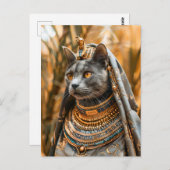 Kat verkleed als farao-koningin briefkaart (Voorkant / Achterkant)