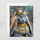 Kat verkleed als farao-koningin briefkaart (Voorkant / Achterkant)