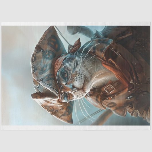 Kat verkleed als Pirate Decoupage Tissuepapier (Voorkant)