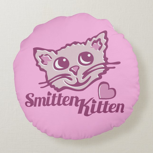 Kat verliefd kattengezicht hart ronde kussen (Achterkant)