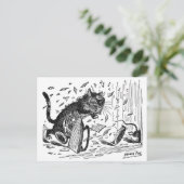 Kat verliest diner bij muis briefkaart (Staand voorkant)