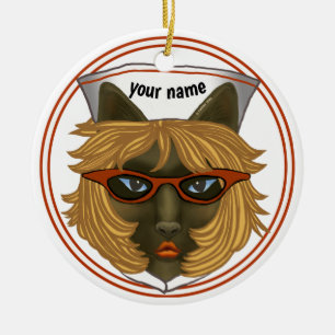 Kat Verpleegster Keramisch Ornament