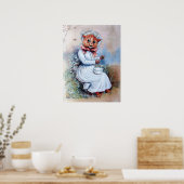 Kat verrast door een spin, Louis Wain Poster (Keuken)