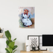 Kat verrast door een spin, Louis Wain Poster (Thuiskantoor)