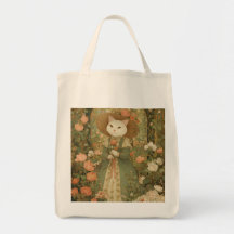 Kat - Victoriaanse kattenvrouw met rozen