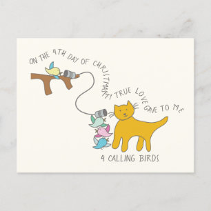 Kat Vierde Dag 4 Uitroepen Kerstmis Briefkaart