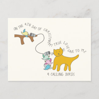 Kat Vierde Dag 4 Uitroepen Kerstmis Briefkaart