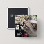 Kat Vierkante Button 5,1 Cm (Voorkant /achterkant)