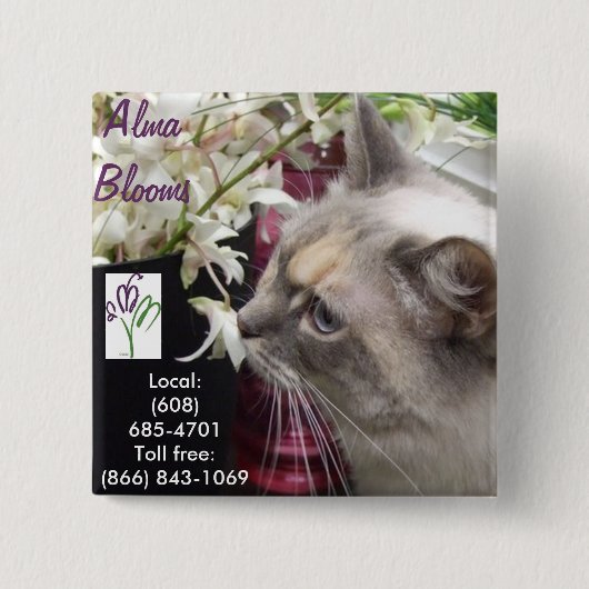 Kat Vierkante Button 5,1 Cm (Voorkant)