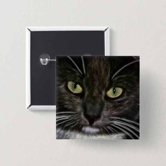 Kat Vierkante Button 5,1 Cm (Voorkant /achterkant)