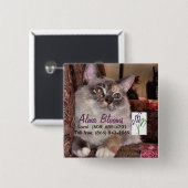 Kat Vierkante Button 5,1 Cm (Voorkant /achterkant)