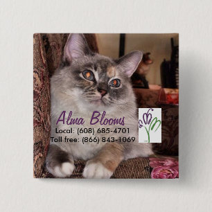 Kat Vierkante Button 5,1 Cm