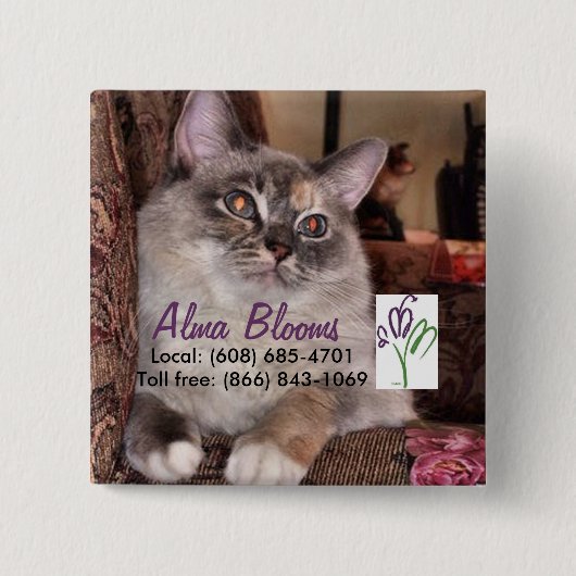 Kat Vierkante Button 5,1 Cm (Voorkant)