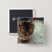 Kat Vierkante Button 5,1 Cm (Voorkant /achterkant)