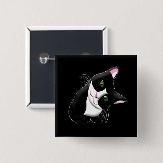 Kat Vierkante Button 5,1 Cm (Voorkant /achterkant)