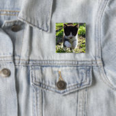 Kat Vierkante Button 5,1 Cm (In situ)
