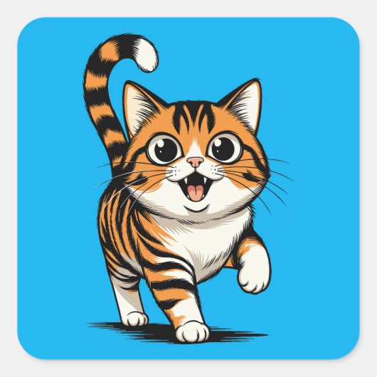 kat vierkante sticker (Voorkant)