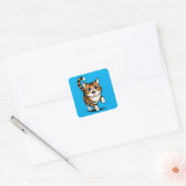 kat vierkante sticker (Envelop)