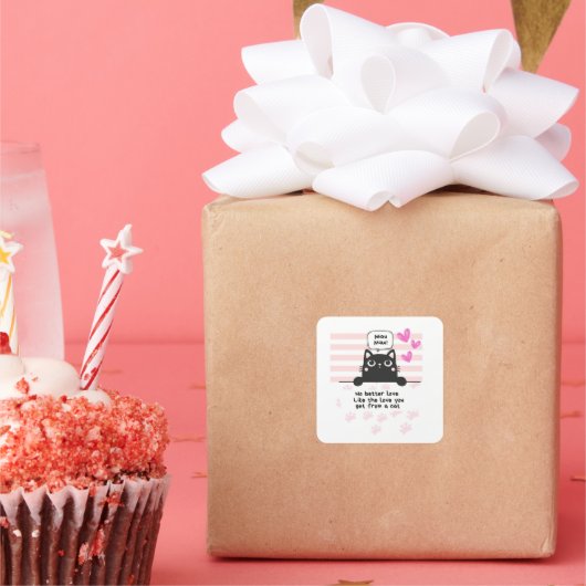 Kat Vierkante Sticker (Feest)